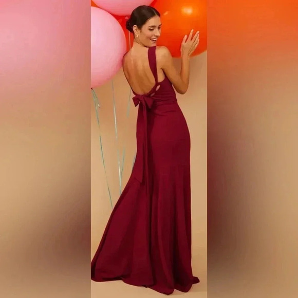 Altar'd State Senna Luxe Crepe Dress Cabernet NWT - Picture 2 of 8